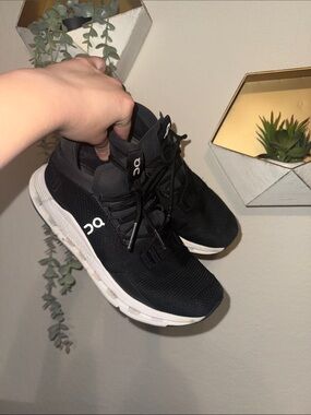 On Running Women's Cloud Athletic Shoes in Black/White